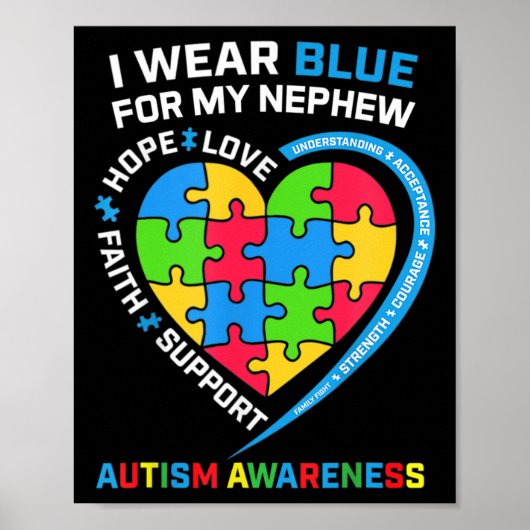 Ik Draag blauw voor mijn Nephew Autism Awareness M Poster (Voorkant)