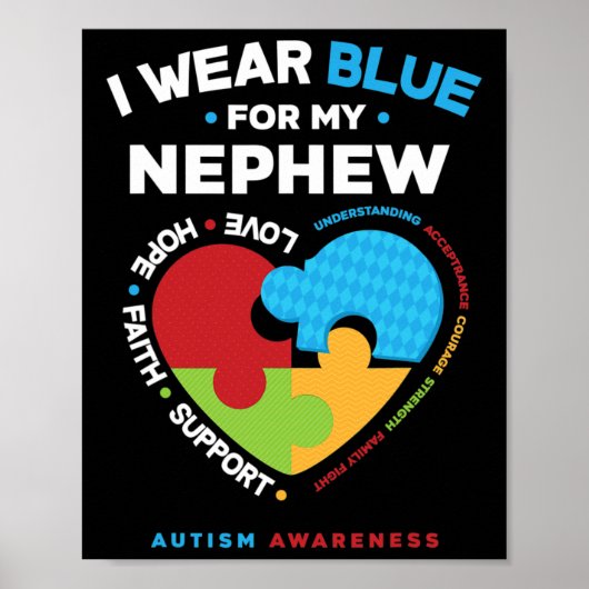 Ik Draag blauw voor mijn Nephew autistisch Nephew Poster (Voorkant)