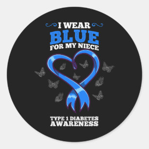 Ik Draag blauw voor mijn nicht T1D type 1 diabetes Ronde Sticker