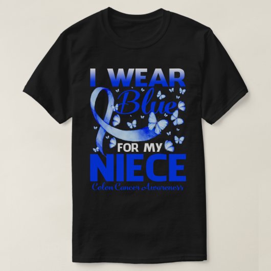 Ik Draag blauw voor mijn NICHTJE Colon Cancer Awar T-shirt (Design voorkant)