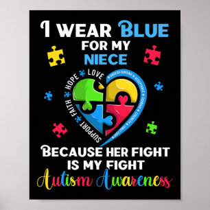 Ik Draag blauw voor mijn nichtje oom tante Poster