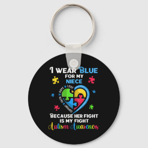 Ik Draag blauw voor mijn nichtje oom tante Sleutelhanger