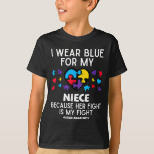 Ik draag blauw voor mijn nichtje, strijd tegen aut t-shirt
