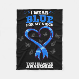 Ik Draag blauw voor mijn nichtje T1D Type 1 Diabet Fleece Deken