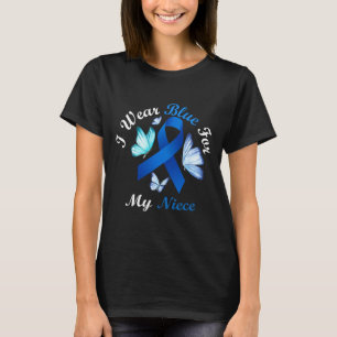 Ik draag blauw voor mijn nichtje vlinder diabetes t-shirt