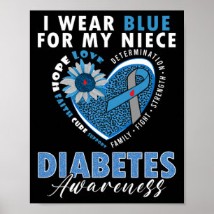 Ik Draag blauw voor mijn nichttype 1 diabetes Poster
