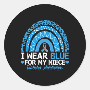 Ik Draag blauw voor mijn nichttype 1 diabetes Ronde Sticker