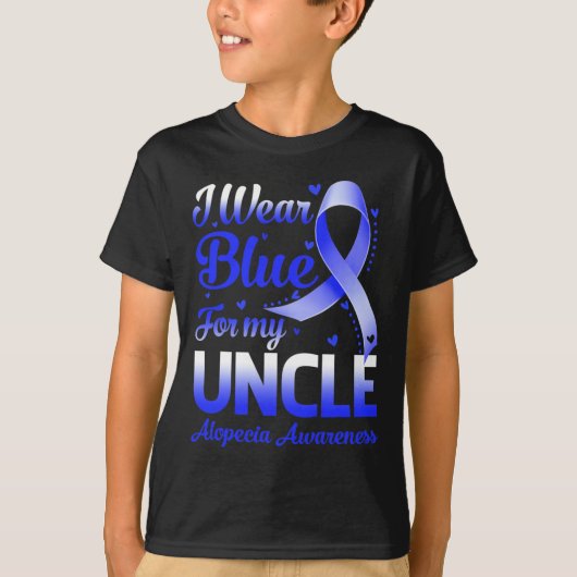 Ik Draag Blauw voor mijn oom Alopecia bewustzijn T-shirt (Voorkant)