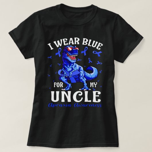 Ik Draag blauw voor mijn oom Apraxia Awareness Din T-shirt (Design voorkant)