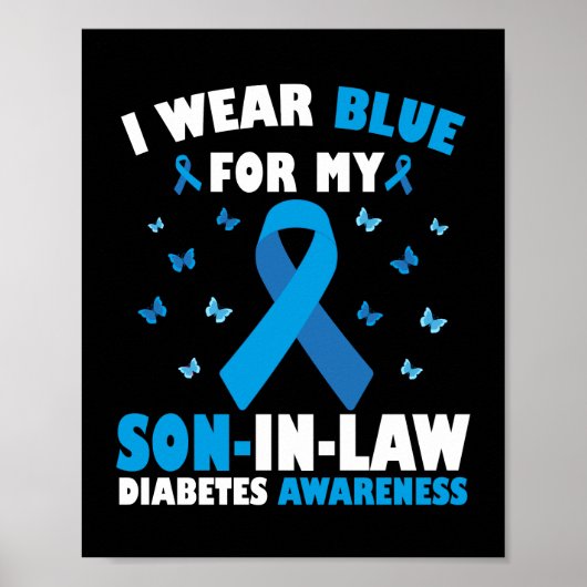 Ik Draag blauw voor mijn schoonzoon diabetes bewus Poster (Voorkant)