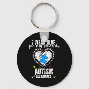Ik Draag blauw voor mijn studenten Autism Awarenes Sleutelhanger
