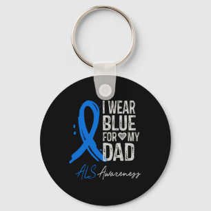 Ik Draag blauw voor mijn vader ALS Awareness Gift Sleutelhanger