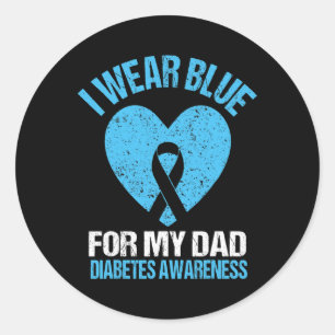 Ik Draag Blauw voor mijn vader T1d Diabetes Ronde Sticker