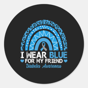 Ik Draag Blauw voor Mijn Vriend Type 1 diabetes Aw Ronde Sticker