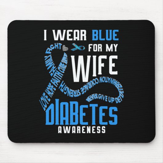 Ik draag blauw voor mijn vrouw Diabetes Muismat (Voorkant)
