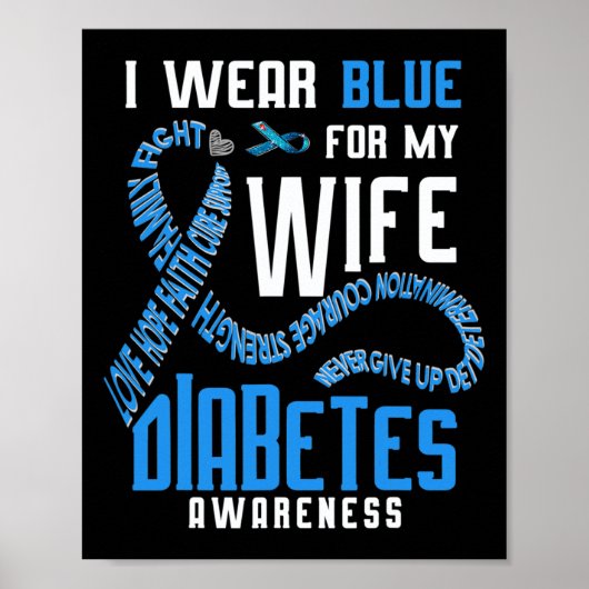 Ik draag blauw voor mijn vrouw Diabetes Poster (Voorkant)