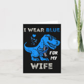 Ik draag blauw voor mijn vrouw T Rex Dino Diabetes Kaart (Voorkant)