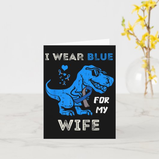 Ik draag blauw voor mijn vrouw T Rex Dino Diabetes Kaart (Gele Bloem)
