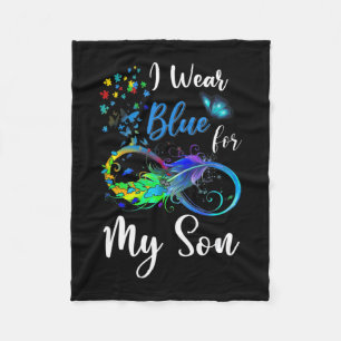 Ik Draag Blauw voor Mijn Zoon Autism Bewustheid Ma Fleece Deken