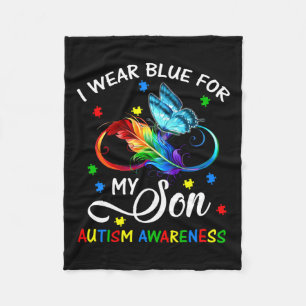 Ik Draag Blauw voor mijn Zoon Autism Bewustheid Ma Fleece Deken