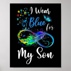 Ik Draag Blauw voor Mijn Zoon Autism Bewustheid Ma Poster