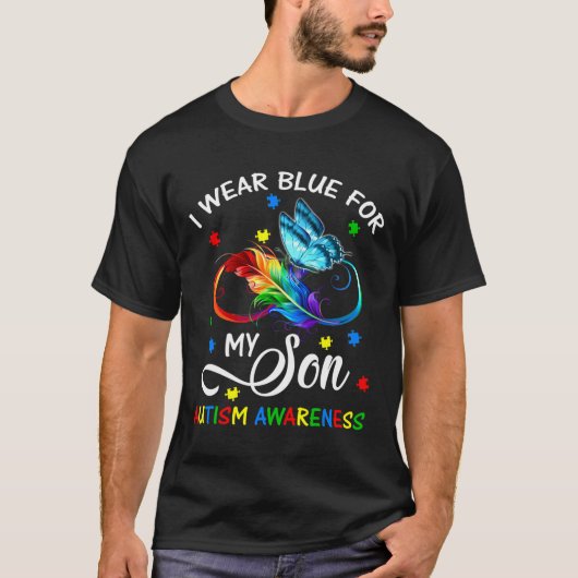 Ik Draag Blauw voor mijn Zoon Autism Bewustheid Ma T-shirt (Voorkant)