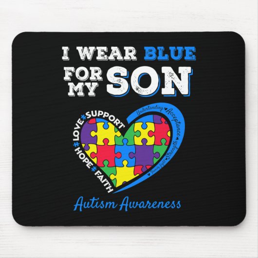 Ik Draag blauw voor mijn zoon Autism. Bewustmaking Muismat (Voorkant)