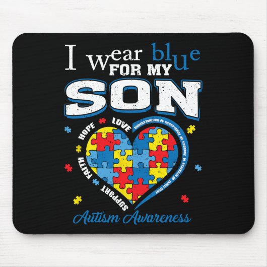 Ik Draag blauw voor mijn zoon Autism. Bewustmaking Muismat (Voorkant)