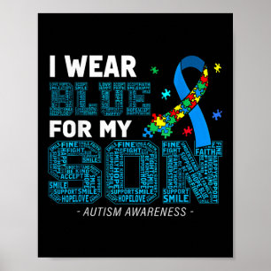 Ik Draag blauw voor mijn zoon Autism. Bewustmaking Poster