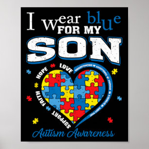 Ik Draag blauw voor mijn zoon Autism. Bewustmaking Poster