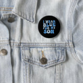 Ik Draag blauw voor mijn zoon Autism. Bewustmaking Ronde Button 5,7 Cm (In situ)