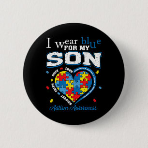 Ik Draag blauw voor mijn zoon Autism. Bewustmaking Ronde Button 5,7 Cm