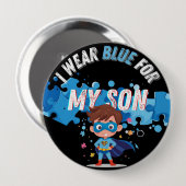 Ik draag blauw voor mijn zoon Autism Pin Button Ba (Voorkant /achterkant)