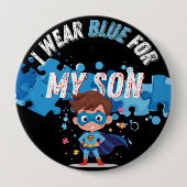 Ik draag blauw voor mijn zoon Autism Pin Button Ba (Voorkant)
