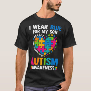 Ik draag blauw voor mijn zoon Autisme bewustzijn A T-shirt