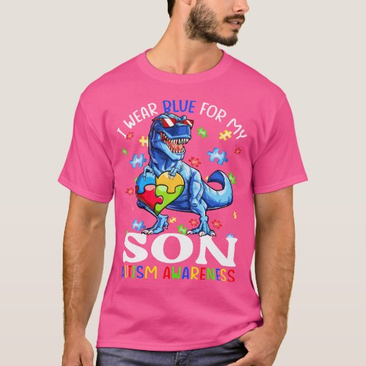 Ik Draag blauw voor mijn zoon Autisme Bewustzijn D T-shirt (Voorkant)
