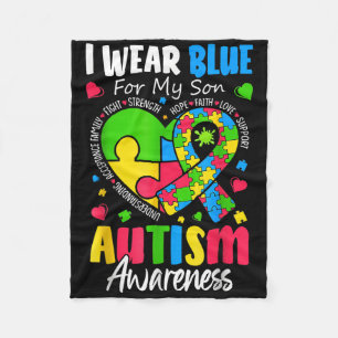 Ik Draag blauw voor mijn zoon Autisme Bewustzijn K Fleece Deken