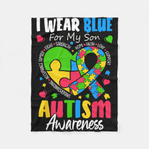Ik Draag blauw voor mijn zoon Autisme Bewustzijn M Fleece Deken