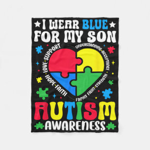 Ik draag blauw voor mijn zoon Autisme bewustzijn M Fleece Deken