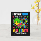 Ik Draag blauw voor mijn zoon Autisme Bewustzijn M Kaart (Gele Bloem)
