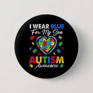 Ik Draag blauw voor mijn zoon Autisme Bewustzijn M Ronde Button 5,7 Cm