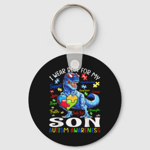 Ik Draag blauw voor mijn zoon Autisme Bewustzijn T Sleutelhanger