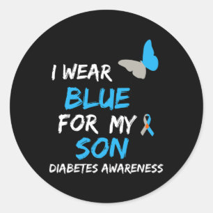 Ik draag blauw voor mijn zoon Diabetes Awareness L Ronde Sticker