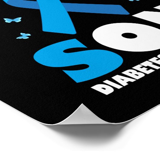 Ik Draag blauw voor mijn zoon Diabetes Awareness T Poster (Hoek)