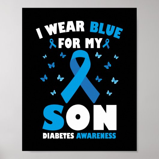 Ik Draag blauw voor mijn zoon Diabetes Awareness T Poster (Voorkant)