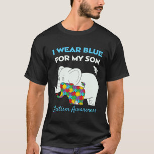 Ik draag blauw voor mijn zoon trotse autisme bewus t-shirt