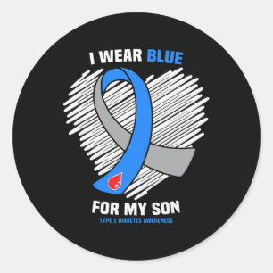 Ik Draag blauw voor mijn zoon type 1 diabetes Ronde Sticker