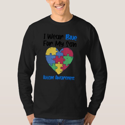 Ik Draag Blauw voor mijn zoontjes Autism Bewustboy T-shirt (Voorkant)