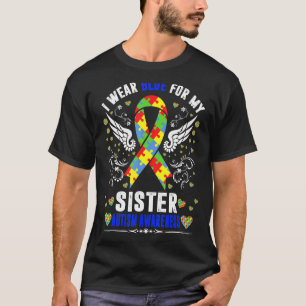 Ik draag blauw voor mijn zus Boho regenboog autism T-shirt