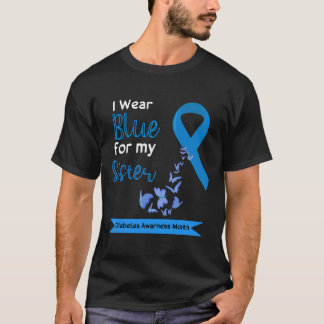 Ik draag blauw voor mijn zus Diabetes Warriors bew T-shirt